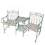 Vintage Green Arched Outdoor Garden Furniture Companion Seat Garden Bench with Free Set of 2 Grey Box Cushions