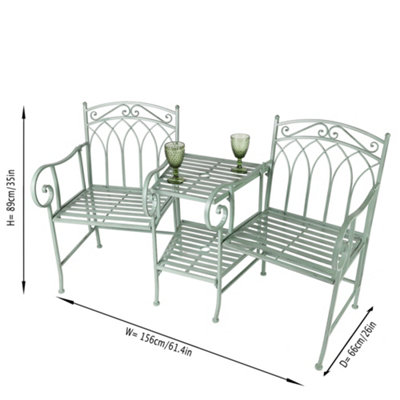 Vintage Green Iron Arched Outdoor Garden Furniture Companion Seat Garden Bench - 5