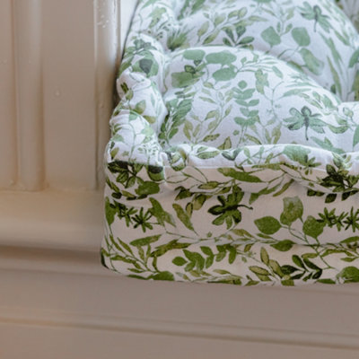 Vintage Green Leaf Print Cotton Indoor Hallway Furniture Bench Chair Seat Pad Cushion