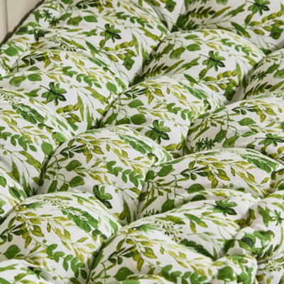 Vintage Green Leaf Print Cotton Indoor Hallway Furniture Chair Pad Bench Seat Pad Cushion - 3