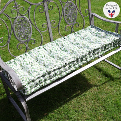 Vintage Green Leaf Print Cotton Outdoor Garden Furniture Bench Cushion