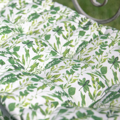 Vintage Green Leaf Print Cotton Outdoor Garden Furniture Bench Cushion - 5