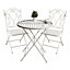 Vintage Green Ornate Scrolled 3 Piece Outdoor Alfresco Garden Furniture Dining Table and Chair Folding Bistro Set