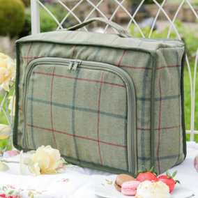 Vintage Green Tweed Summer Outdoor Picnic Cooler Bag