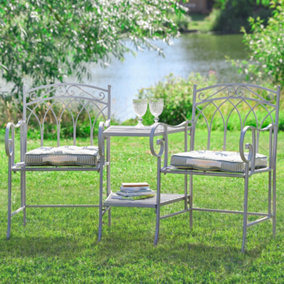 Vintage Grey Arched Iron Outdoor Garden Furniture Companion Seat Garden Bench