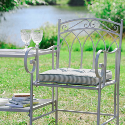 Vintage Grey Arched Iron Outdoor Garden Furniture Companion Seat Garden Bench - 3