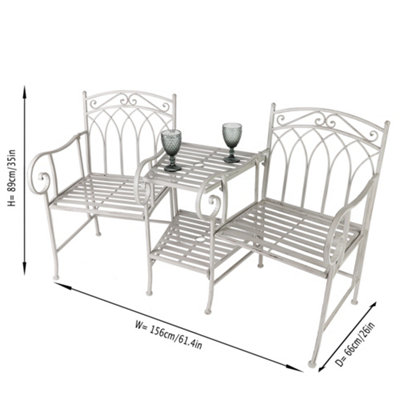 Vintage Grey Arched Iron Outdoor Garden Furniture Companion Seat Garden Bench - 6