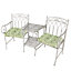 Vintage Grey Arched Outdoor Garden Furniture Companion Seat Garden Bench with Free Set of 2 Green Box Cushions