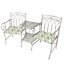 Vintage Grey Arched Outdoor Garden Furniture Companion Seat Garden Bench with Free Set of 2 Green Seat Pad Cushions