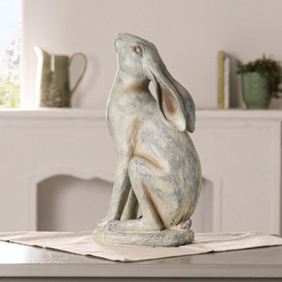 Vintage Grey Rabbit Stargazing Hare Ornament Decorative