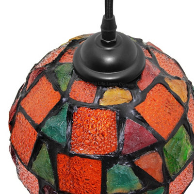 Vintage Hanging Stained Glass Ceiling Light Shade Pendant Mosaic Style Multi Colour M0105
