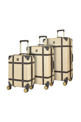 Vintage Hard Shell Luggage Trunk Set of 3 Hard Shell Suitcase in Gold