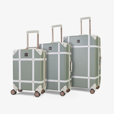 Vintage Hard Shell Luggage Trunk Set of 3 Hard Shell Suitcase in Sage Green