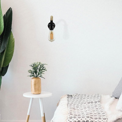Vintage Hemp Rope Wall Lamp E27 Retro Indoor Wall Light
