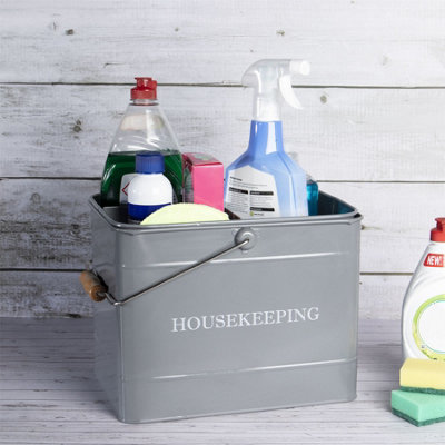 Vintage Housekeeping Cleaning Caddy Grey