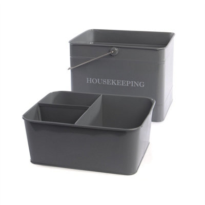 Vintage Housekeeping Cleaning Caddy Grey - 3