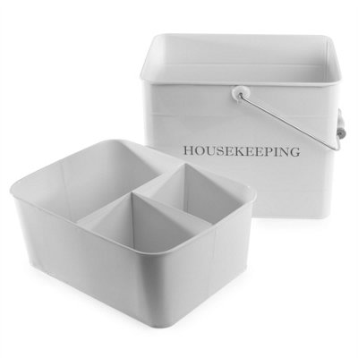 Vintage Housekeeping Cleaning Caddy White - 3