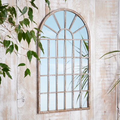 Vintage Indoor Distressed Finish Arched Wall Mirror H60cm x W36cm