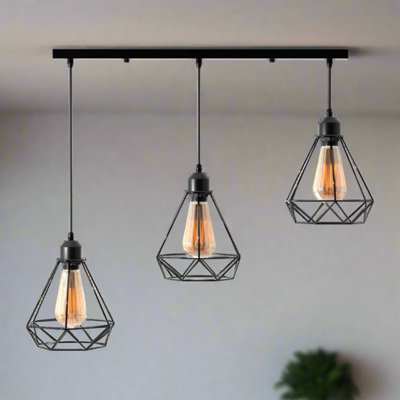 LEDSone Vintage Pendelleuchte Mit Metallkäfig - Industrie-Look Für Küche & Wohnzimmer, Dimmbar, 4m Stoffkabel