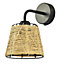 Vintage Industrial Black Switched Wall Lamp with Thin Paper Wrapped Shade