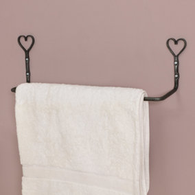 Vintage Iron Wall Mounted Heart Bathroom Towel Holder Rail