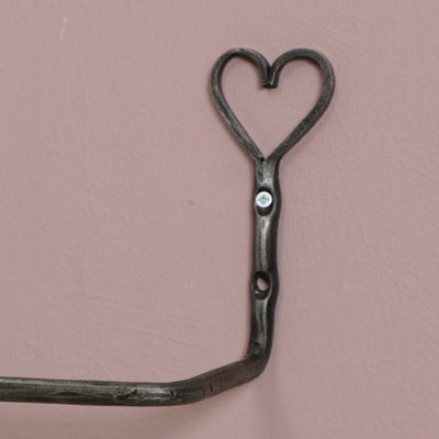 Vintage Iron Wall Mounted Heart Bathroom Towel Holder Rail - 4