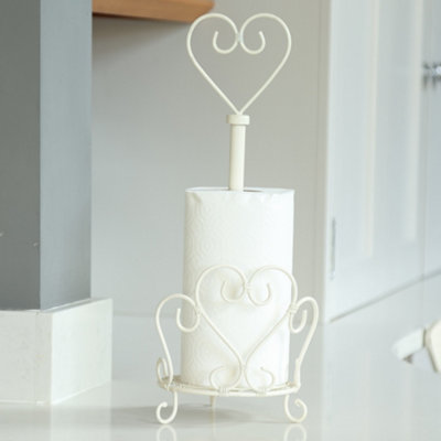 Vintage Ivory Heart Freestanding Kitchen Roll Holder Gift Idea