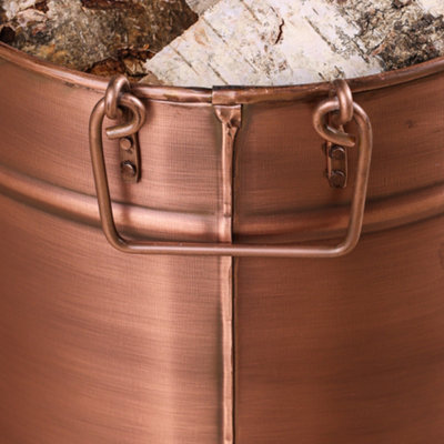 Vintage Large Copper Oval Fireplace Storage Fireside Coal & Log Bucket - 4