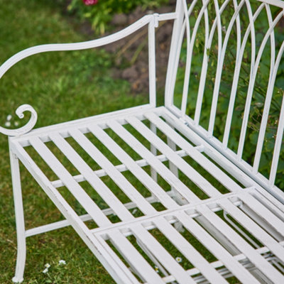 Vintage Large Cream Arched Outdoor Garden Furniture Bench with Table (GT23009) - 3
