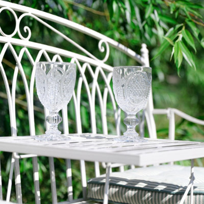 Vintage Large Cream Arched Outdoor Garden Furniture Companion Seat Garden Bench with Free Set of 2 Grey Seat Pad Cushions - 4