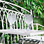 Vintage Large Cream Arched Outdoor Garden Furniture Companion Seat Garden Bench with Free Set of 2 Grey Seat Pad Cushions