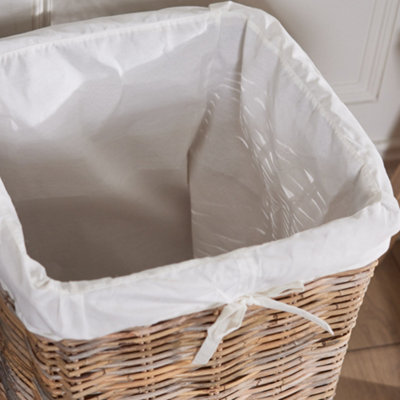 Vintage Large Square Rattan Laundry Hamper Basket - 4