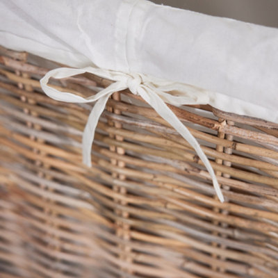 Vintage Large Square Rattan Laundry Hamper Basket - 5