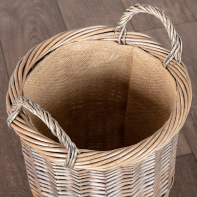 Vintage Large Wicker Umbrella Stand Basket with Lining - 3