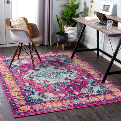 Vintage Oriental Boho Bright Pink Adity Area Rug 160 x 220 cm - Easy ...