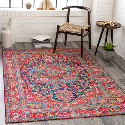 Vintage Oriental Boho Bright Red Loredana Area Rug 200 x 275 cm - Easy ...