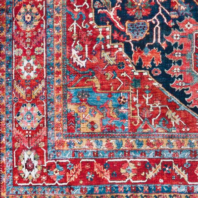Vintage Oriental Boho Bright Red Loredana Area Rug 200 x 275 cm - Easy ...