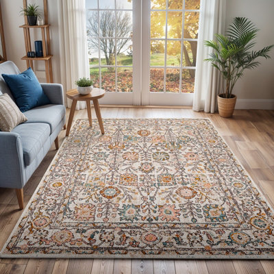 Livabliss Setif Geometric Rug - Scandi Area Rugs Living Room 140x200 Cm Dining Kitchen Neutral Abstract Patterned Rugs Boho Rug Style Easy Care Pile Large Rug Grey And Cream Rug Medium 813620690