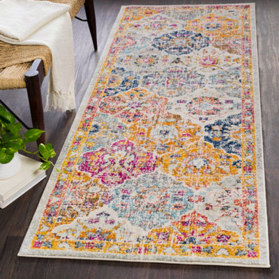 Vintage Oriental Boho Saffron/Burnt Orange Ines Runner Rug 80 x 220 cm ...