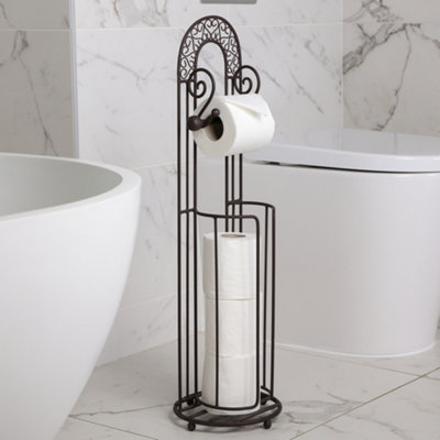 Free Standing Vintage TOILET ROLL HOLDER With Spare Toilet Roll