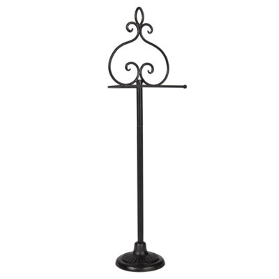 Vintage Ornate Cast Iron Standing Bathroom Toilet Roll Holder