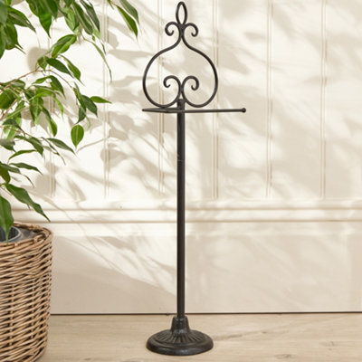 Vintage Ornate Cast Iron Standing Bathroom Toilet Roll Holder - 3