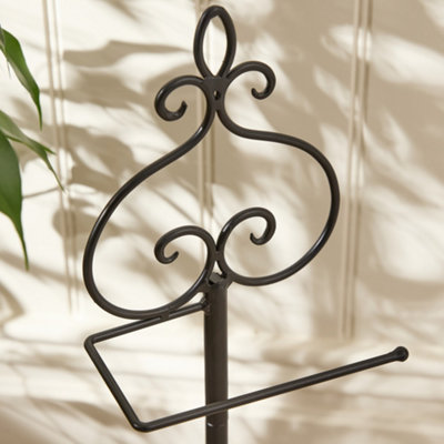 Vintage Ornate Cast Iron Standing Bathroom Toilet Roll Holder - 4