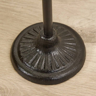 Vintage Ornate Cast Iron Standing Bathroom Toilet Roll Holder - 5