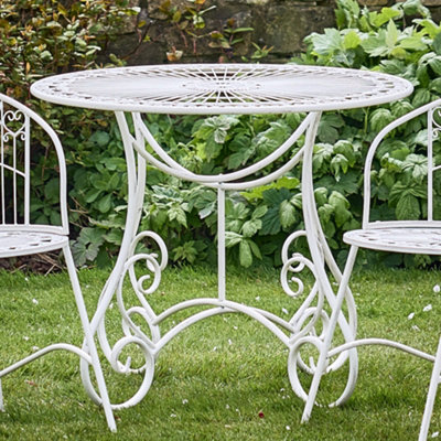 Vintage Ornate Cream Outdoor Alfresco Garden Furniture Round Dining Table only