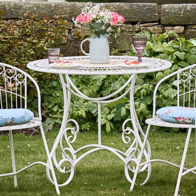 Vintage Ornate Cream Outdoor Alfresco Garden Furniture Round Dining Table only