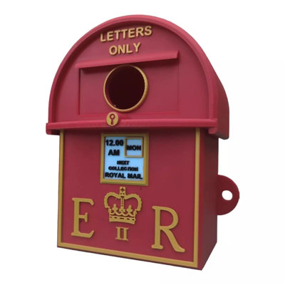 Vintage Post Box Bird House Red Gold Garden Nest Box for Robins ...