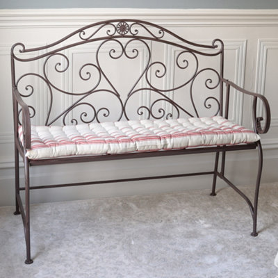 Vintage Red Striped Quilted Indoor Hallway Furniture Chair Pad Bench Seat Pad Cushion - 3