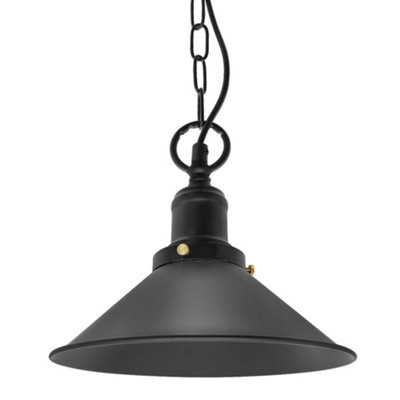 Vintage Retro Industrial Metal Black Scone Shade Pendant Light M0238