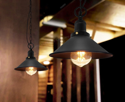 Vintage Retro Industrial Metal Black Scone Shade Pendant Light M0238